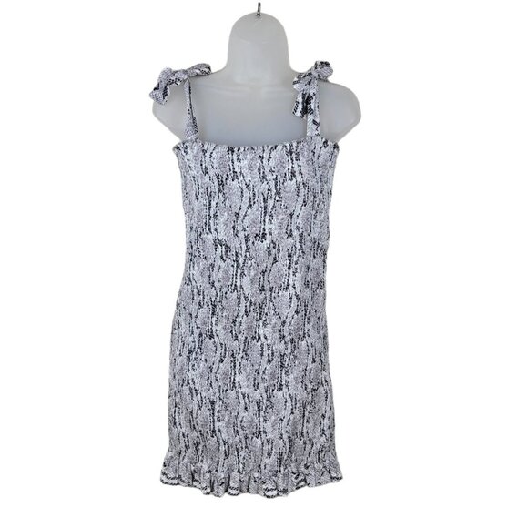 NEW Express Stretch Shirred Shirt Dress size Large Snake Print Mini sundress - Picture 2 of 9
